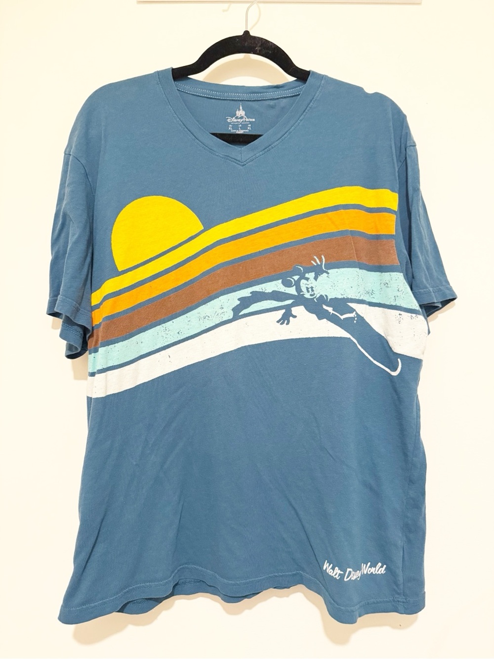 Disney Blue Short-Sleeve V-Neck Tee with Sun & Surf Graphic